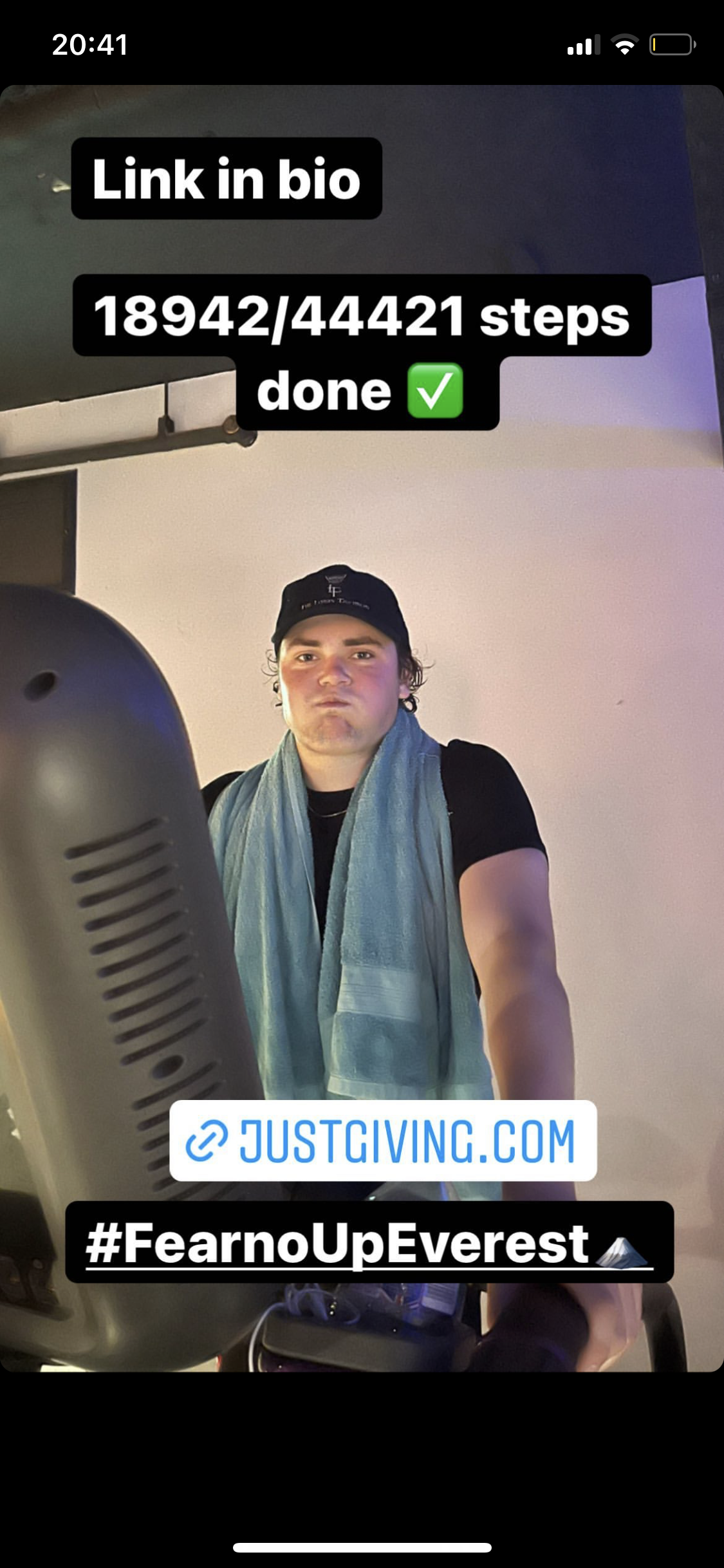 Instagram story showing step-count progress mid-challenge