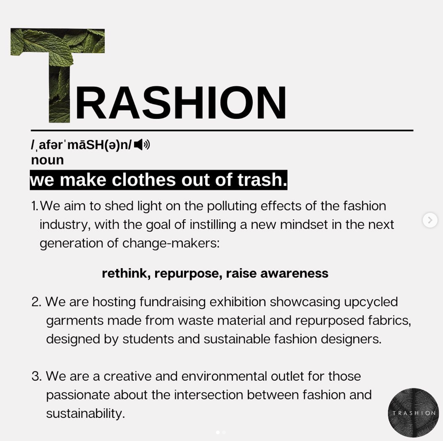 Durham Trashion brand definition — we make clothes out of trash